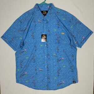 RSVLTS Jurassic Park Mr. DNA Kunuflex Men's 2XL Blue Button-up Shirt NWT